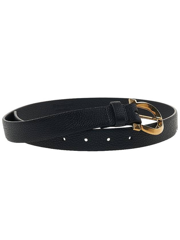 Gancini Buckle Leather Belt Black - SALVATORE FERRAGAMO - BALAAN 4