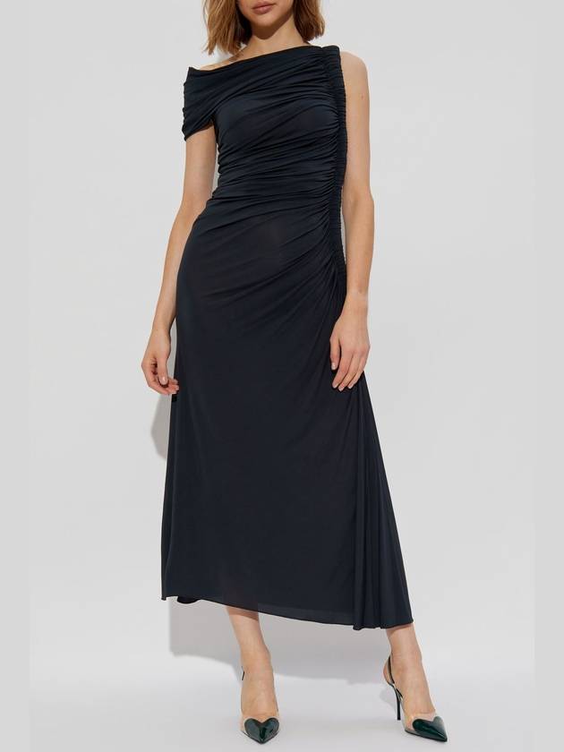 Alaïa Dress With Draping, Women's, Navy Blue - ALAIA - BALAAN 3