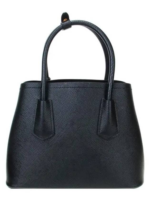 Double Saffiano Leather Mini Bag Black - PRADA - BALAAN 4