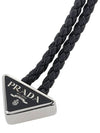 Nappa Braided Triangle Logo Bracelet Black - PRADA - BALAAN.