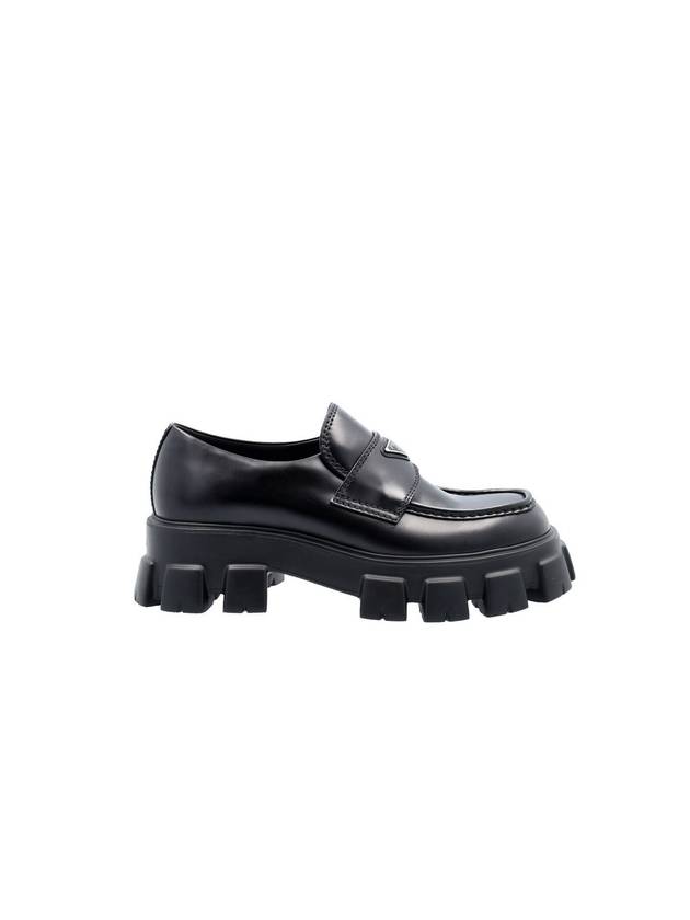 Monolith Brushed Leather Loafers Black - PRADA - BALAAN 1