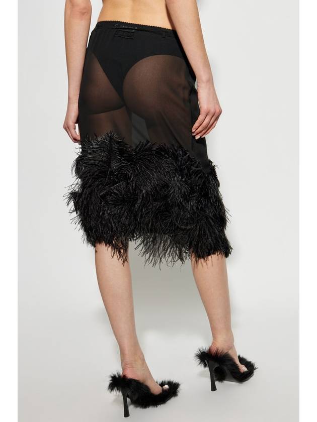 The Attico Skirt With Ostrich Feathers, Women's, Black - THE ATTICO - BALAAN 4