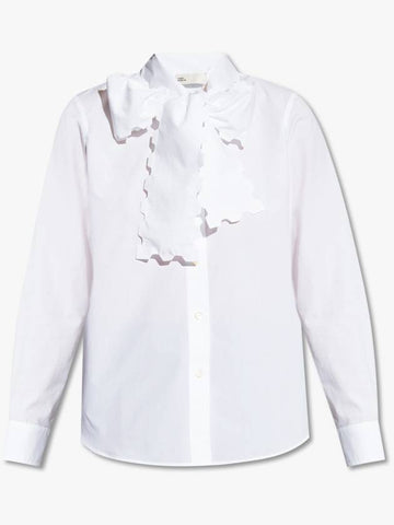 Tory Burch Shirt With Tie Detail, Women's, White - TORY BURCH - BALAAN 1