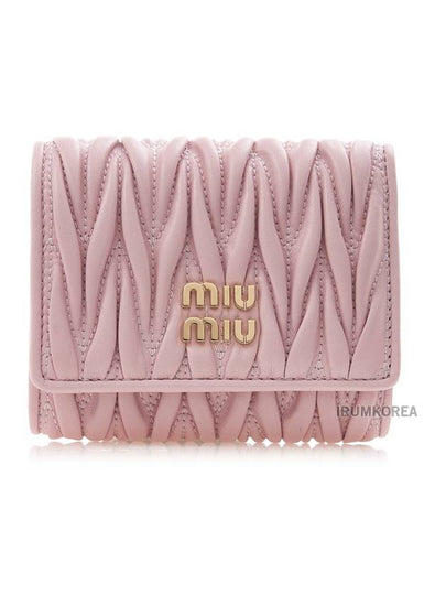 Matelasse Logo Nappa Leather Half Wallet Alabaster Pink - MIU MIU - BALAAN 2