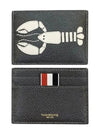 Lobster Pebble Grain Leather Card Wallet Dark Grey - THOM BROWNE - BALAAN 2