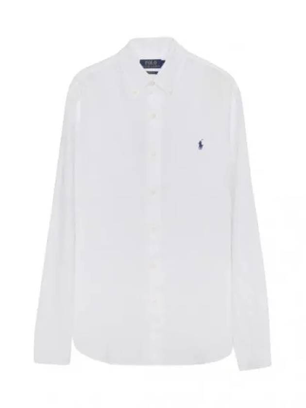 Pony logo embroidered linen shirt men s long sleeve - POLO RALPH LAUREN - BALAAN 1