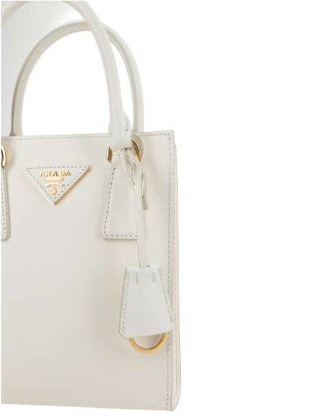 Triangle Logo Saffiano Leather Tote Bag White - PRADA - BALAAN 4