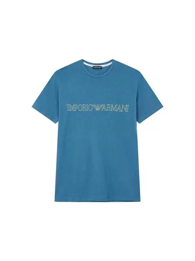 UNDERWEAR Men's Outline Logo Lounge T-Shirt Blue - EMPORIO ARMANI - BALAAN 1