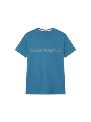 UNDERWEAR Men s Outline Logo Lounge T Shirt Blue 271375 - EMPORIO ARMANI - BALAAN 1