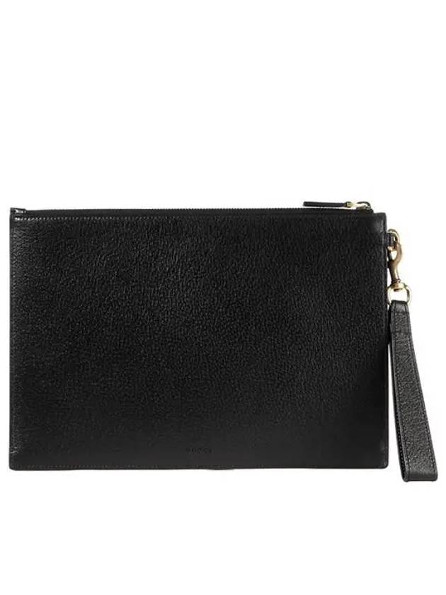 GG Marmont leather strap clutch bag black - GUCCI - BALAAN 3