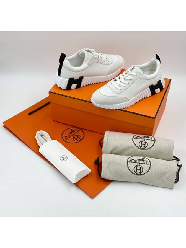 Bouncing Leather Low Top Sneakers Blanc - HERMES - BALAAN 9