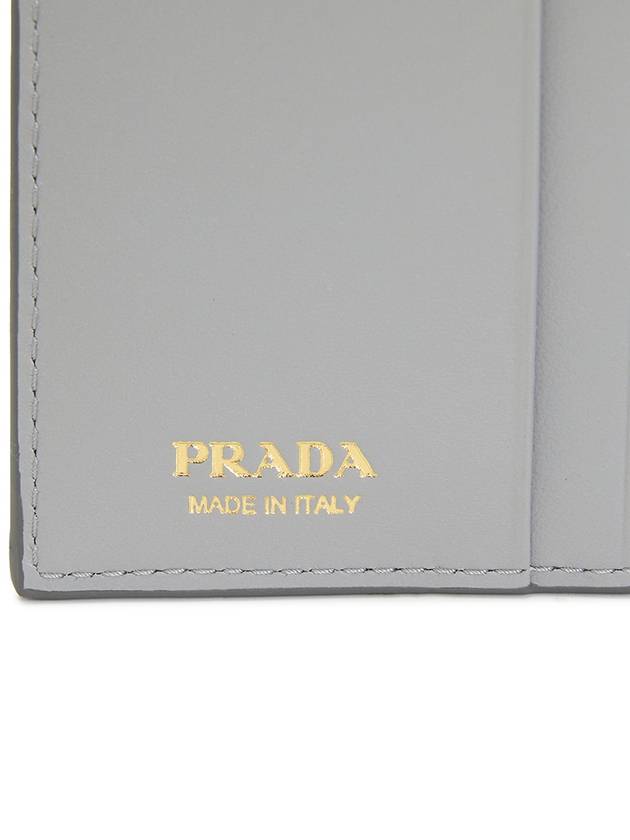 Small Smooth Saffiano Leather Half Wallet Grey - PRADA - BALAAN 9