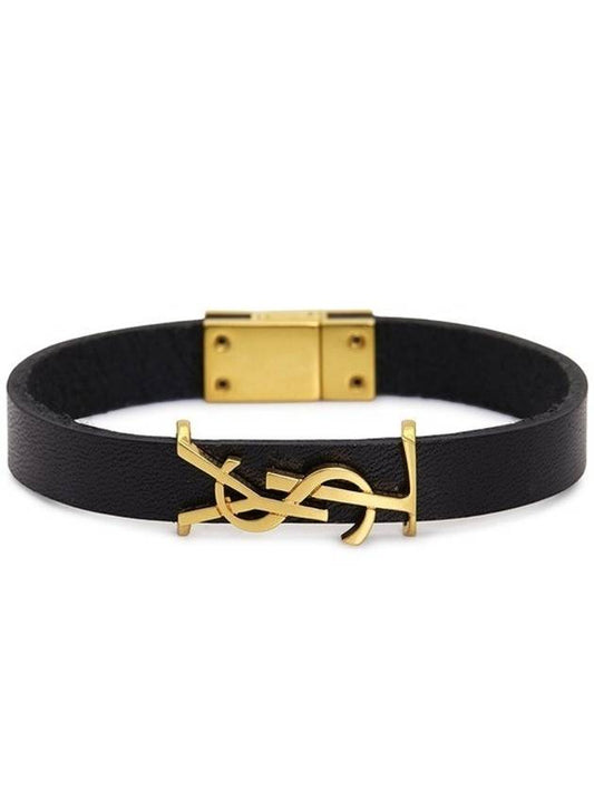 Leather Gold Opium Bracelet Black - SAINT LAURENT - BALAAN 2