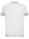 Textured Cotton Stripe Short Sleeve T-Shirt White - THOM BROWNE - BALAAN 2