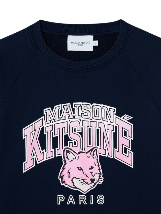 Campus Fox Print Cotton Sweatshirt Navy - MAISON KITSUNE - BALAAN 8