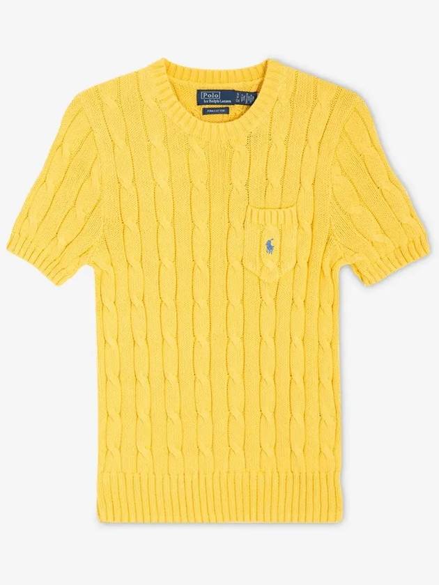 Embroidered Pony Pocket Knit Top Yellow - POLO RALPH LAUREN - BALAAN 3