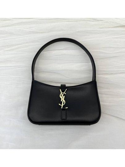 LE 5A 7 Small Smooth Leather Hobo Shoulder Bag Black - SAINT LAURENT - BALAAN 2