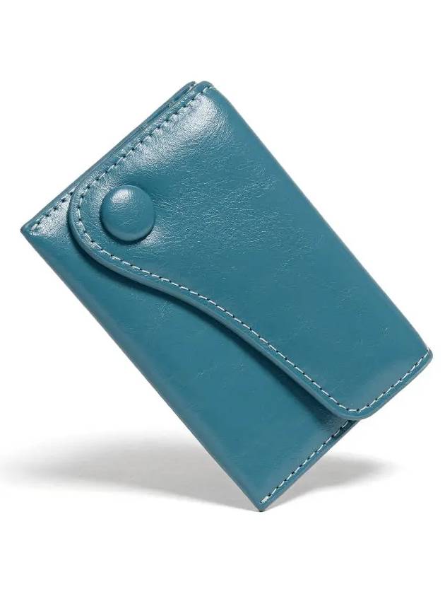 Dot Saddle Slim Mini Transportation Card Wallet Dusty Blue - LE MASQUE - BALAAN 2