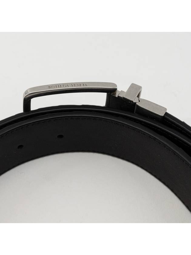 Intrecciato Reversible Leather Belt Black - BOTTEGA VENETA - BALAAN 6