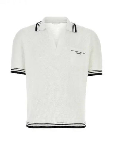 Pocket logo waffle short sleeve polo shirt 271257 - PRADA - BALAAN 1