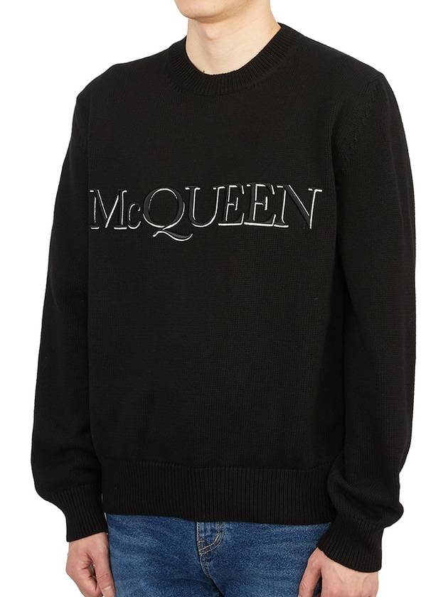 Embroidered Logo Knit Top Black - ALEXANDER MCQUEEN - BALAAN 3