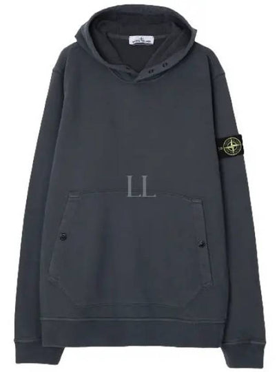 Snap Brushed Cotton Fleece Hoodie Lead Grey - STONE ISLAND - BALAAN 2