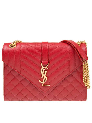 Envelope quilted leather medium shoulder bag red 487206 - SAINT LAURENT - BALAAN 1