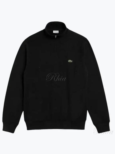 Classic Fit Half Zip Up Knit Top Black - LACOSTE - BALAAN 2