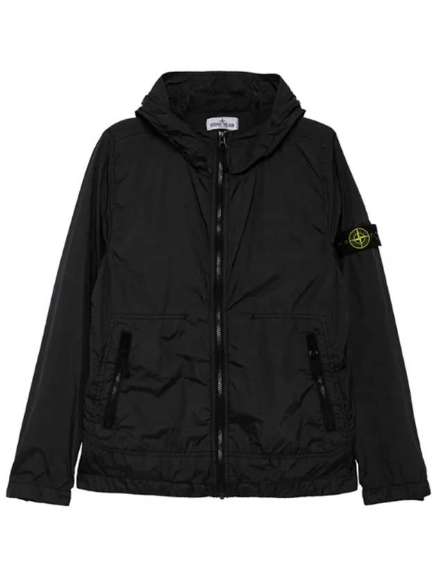 Kids Crinkle Reps Nylon Garment Dyed Zip Up Hoodie Black - STONE ISLAND - BALAAN 2