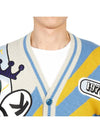 Bowling Elephant V-Neck Cardigan Blue - KENZO - BALAAN 7