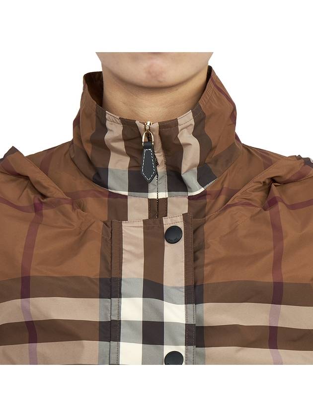 Check Off Shoulder Hooded Jacket Brown - BURBERRY - BALAAN 10