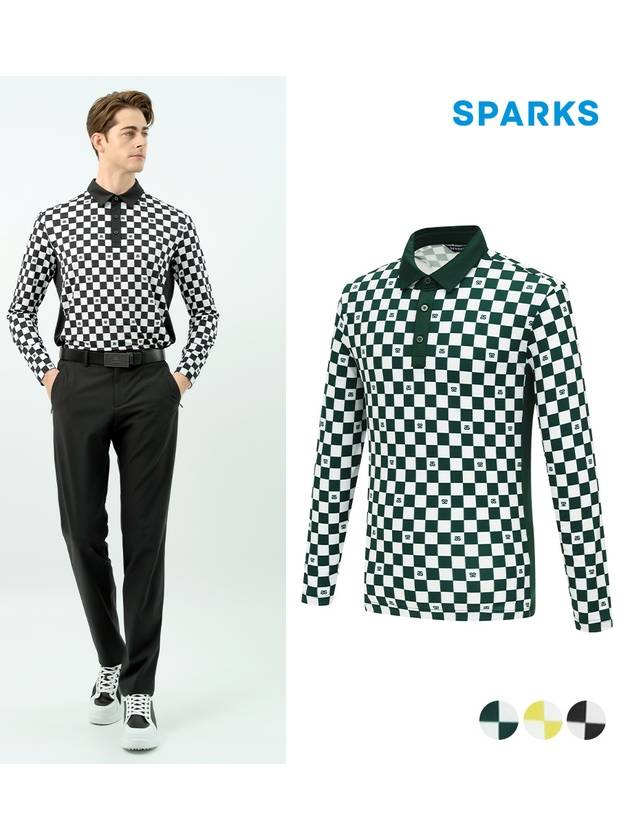 Logo Checkboard Long Sleeve Collar T-Shirt SO1MTS101 - SPARKS - BALAAN 1