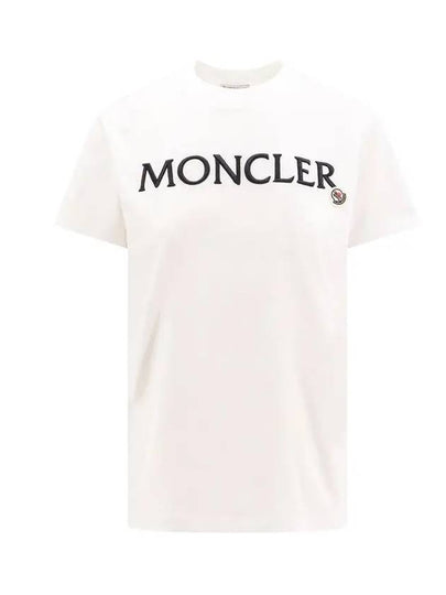 Women's Embroidered Logo Short Sleeve T-Shirt White - MONCLER - BALAAN 2