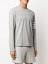 Cotton 4-bar diagonal long-sleeved T-shirt - THOM BROWNE - BALAAN 3