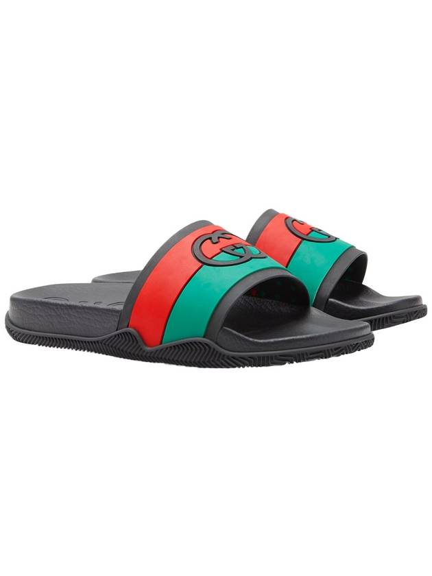 Interlocking G Slippers Black - GUCCI - BALAAN.