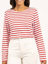 Minquiers Modern Stripe Long Sleeve T-Shirt Red - SAINT JAMES - BALAAN 4