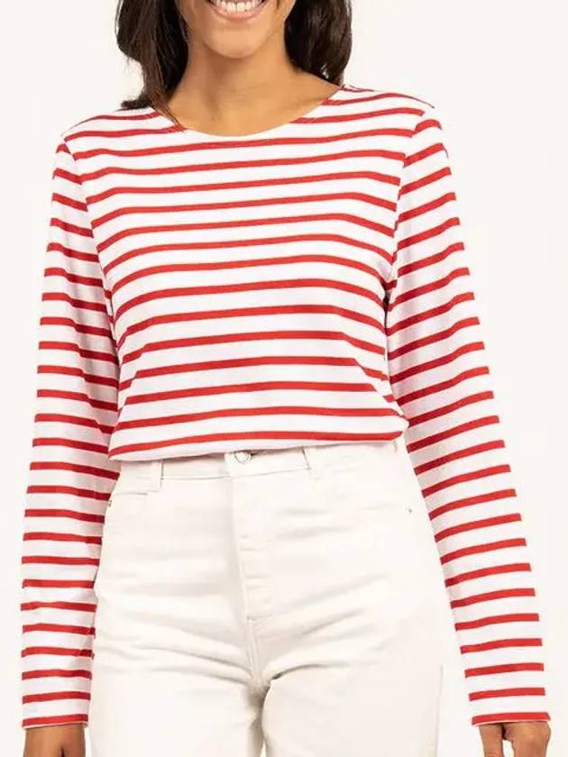 Minquiers Modern Stripe Long Sleeve T-Shirt Red - SAINT JAMES - BALAAN 2