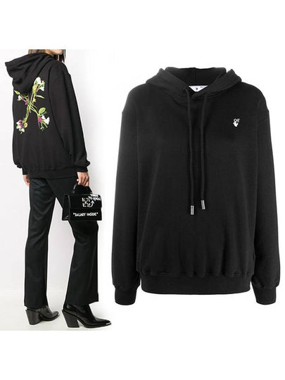 Flower back logo cotton hooded top black - OFF WHITE - BALAAN 2