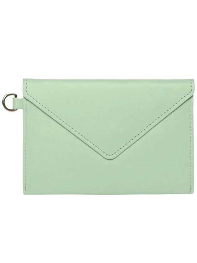 Neck Strap Envelope Leather Coin Wallet  Mist Green - MAISON KITSUNE - BALAAN 2