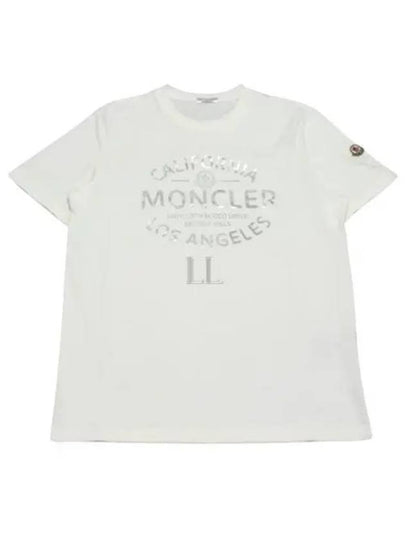 Metallic Logo Short Sleeve T-Shirt White - MONCLER - BALAAN 2