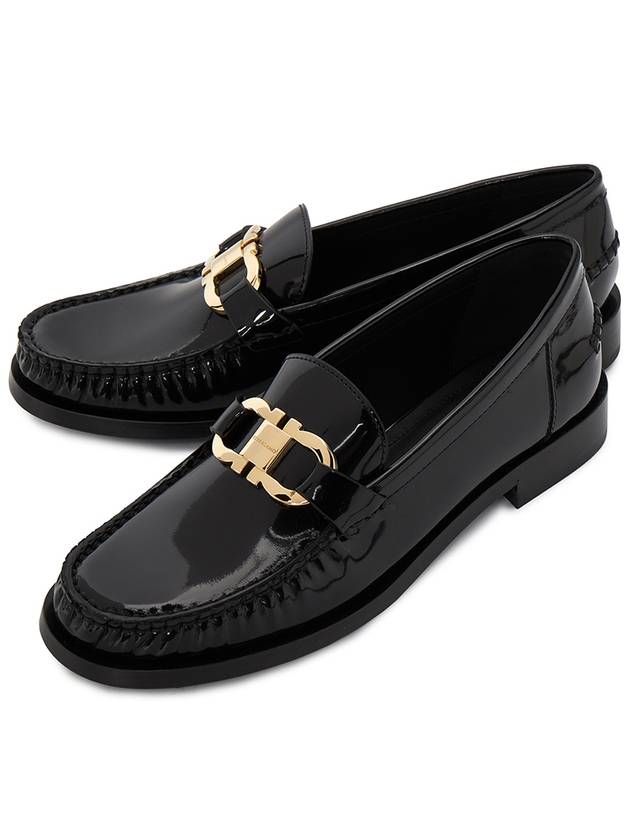 Moccasin Gancini Ornament Loafers Black - SALVATORE FERRAGAMO - BALAAN 2