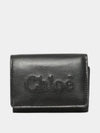 Embroidered Logo Leather Half Wallet Black - CHLOE - BALAAN 2