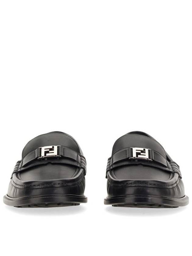 FF Square Leather Loafers Black - FENDI - BALAAN 5