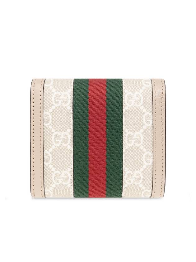 GG Web Stripe Open Fold Half Wallet Beige - GUCCI - BALAAN 3