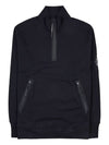 Diagonal Raised Fleece Quarter Zip-Up Sweatshirt Black - CP COMPANY - BALAAN 2