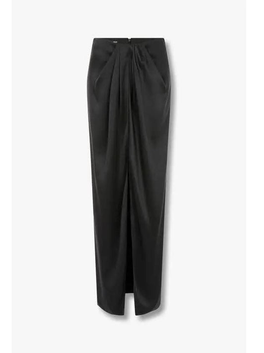 Women s Tucked Slit Silk Skirt Black - GIORGIO ARMANI - BALAAN 1