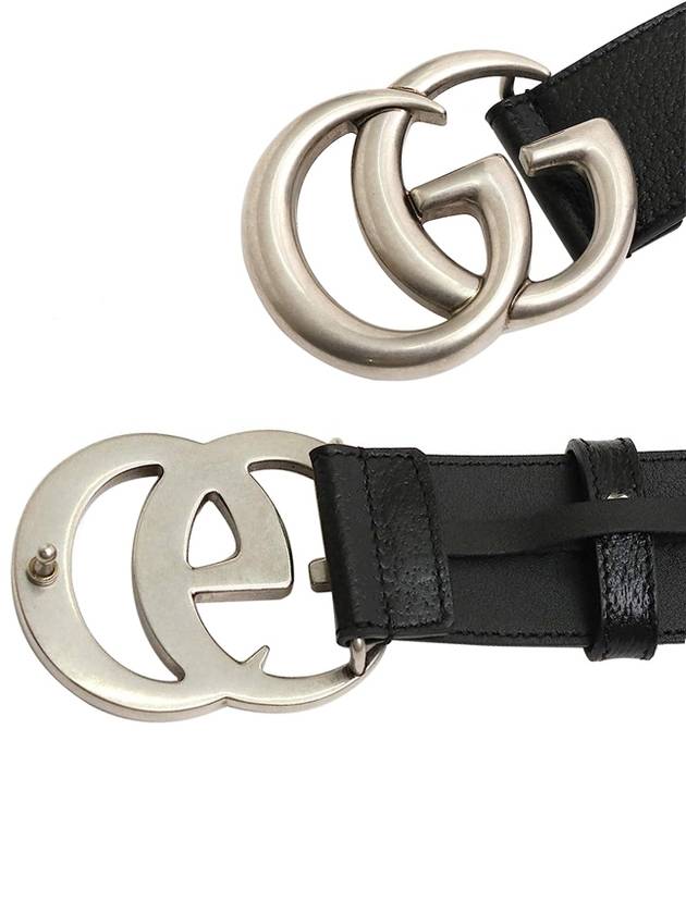 GG Marmont Double Buckle Belt Black Silver - GUCCI - BALAAN 3