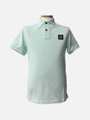 Men's Wappen Patch Stretch Slim Polo Shirt Mint - STONE ISLAND - BALAAN 1