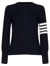 Milano Stitch Crewneck 4-Bar Cotton Crepe Knit Top Navy - THOM BROWNE - BALAAN 3