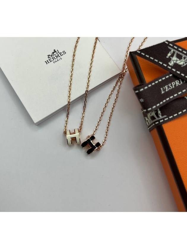 Mini Pop H Pendant Rose Gold & Blanc - HERMES - BALAAN 5